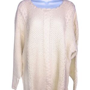 Vintage 80s Womens Sweater 3XL Beige Chunky Long Sleeve New